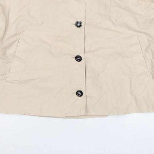 Next Women’s Beige Petite XL Short Button Jacket Collared Pockets
