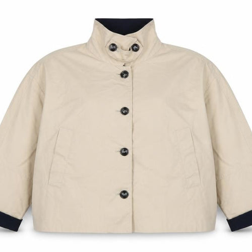 Next Women’s Beige Petite XL Short Button Jacket Collared Pockets