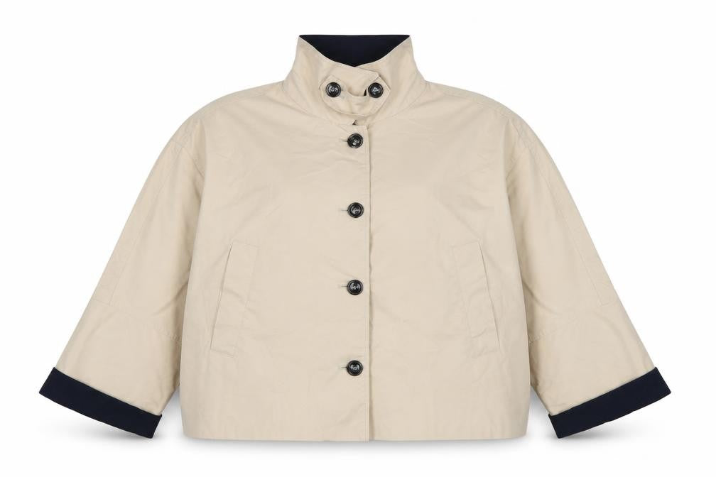 Next Women’s Beige Petite XL Short Button Jacket Collared Pockets