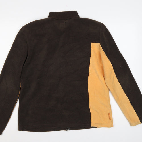 TBS Men’s Brown Yellow Fleece Jacket Size 44 Full Zip Geometric