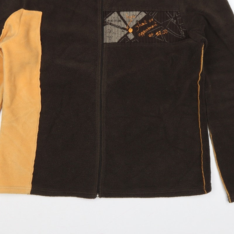 TBS Men’s Brown Yellow Fleece Jacket Size 44 Full Zip Geometric