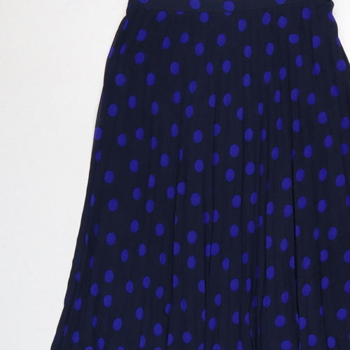 Marks and Spencer Women Blue Polka Dot Pleated Midi Skirt UK 10