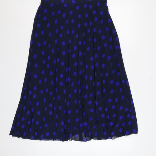 Marks and Spencer Women Blue Polka Dot Pleated Midi Skirt UK 10