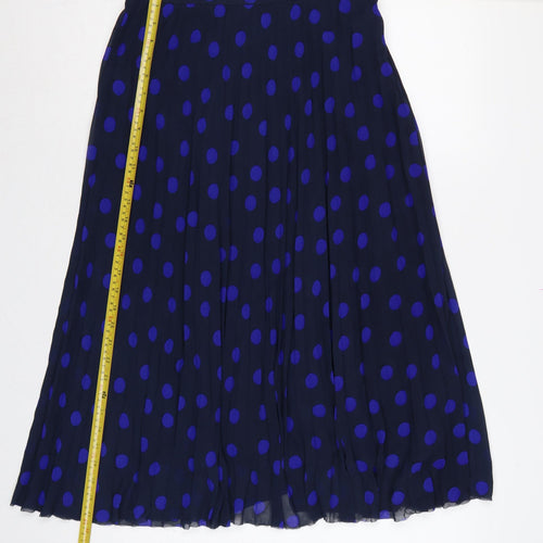 Marks and Spencer Women Blue Polka Dot Pleated Midi Skirt UK 10