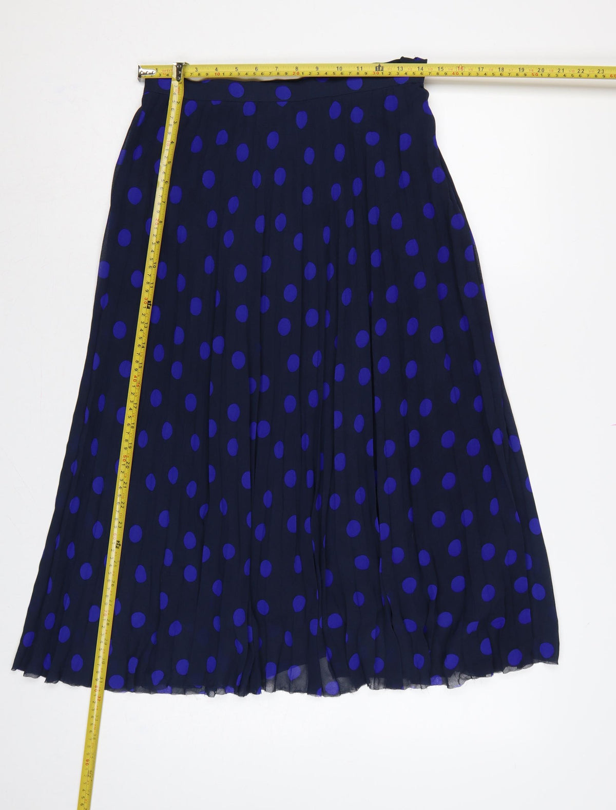 Marks and Spencer Women Blue Polka Dot Pleated Midi Skirt UK 10