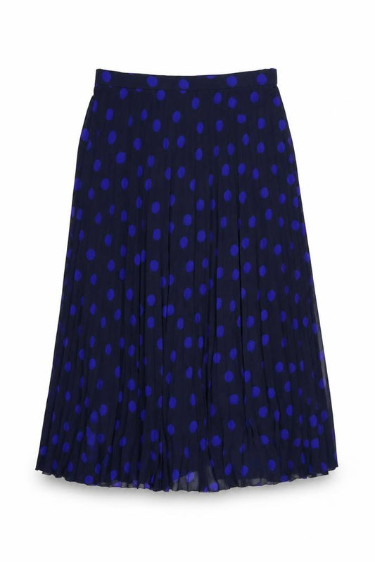 Marks and Spencer Women Blue Polka Dot Pleated Midi Skirt UK 10