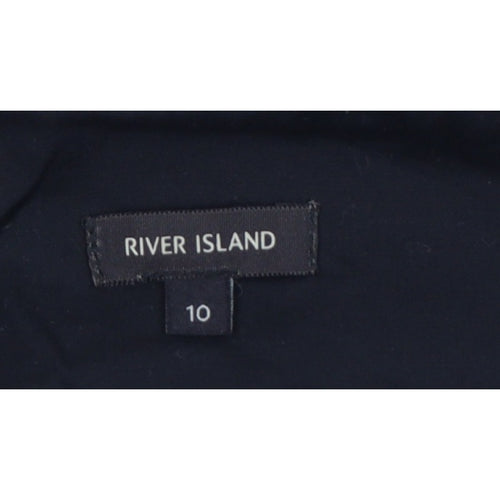 River Island Women Black Ivory UK 10 Geometric Zip Mini Pencil Skirt