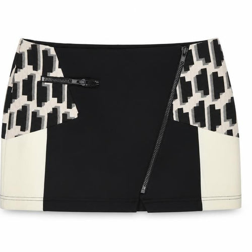 River Island Women Black Ivory UK 10 Geometric Zip Mini Pencil Skirt