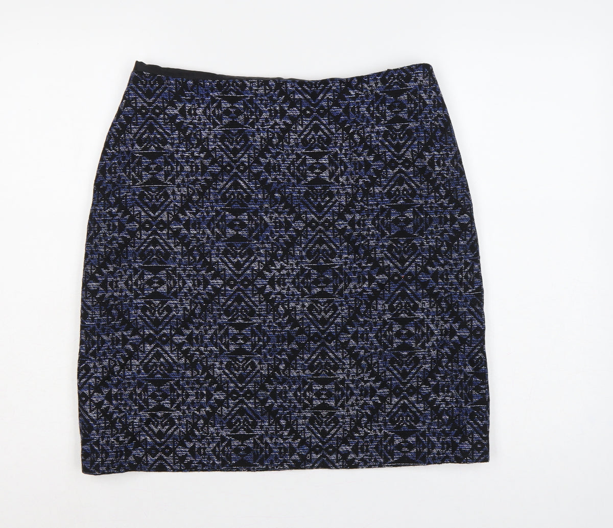 Marks and Spencer Women Blue Geometric Pencil Skirt UK 14 Knee Length