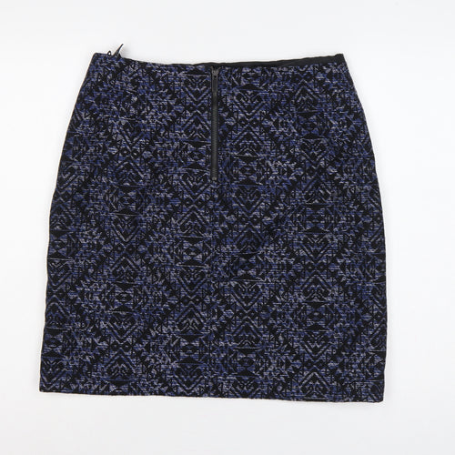 Marks and Spencer Women Blue Geometric Pencil Skirt UK 14 Knee Length