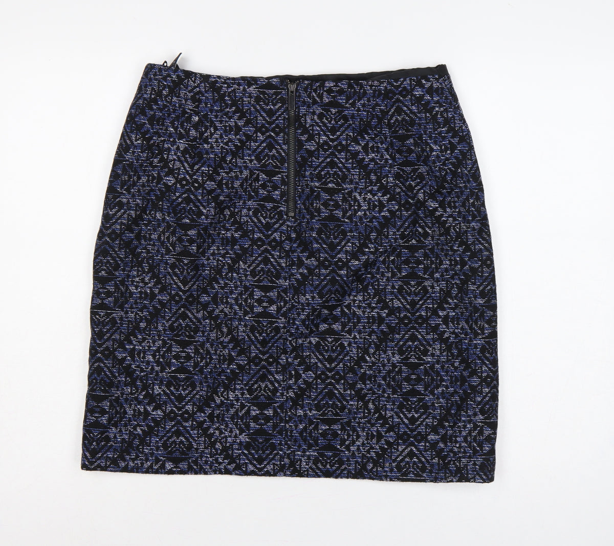 Marks and Spencer Women Blue Geometric Pencil Skirt UK 14 Knee Length