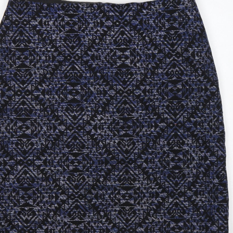 Marks and Spencer Women Blue Geometric Pencil Skirt UK 14 Knee Length