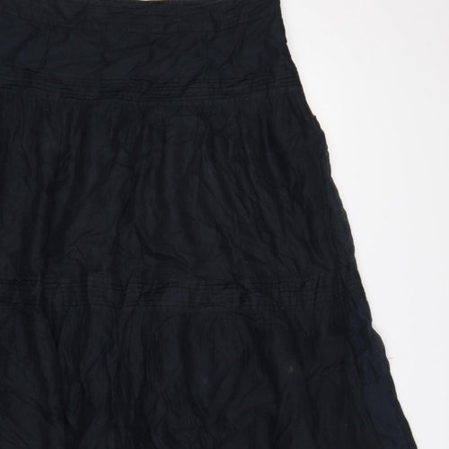 Whistles Women’s Black UK 12 A-Line Midi Cotton Beaded Lace Skirt