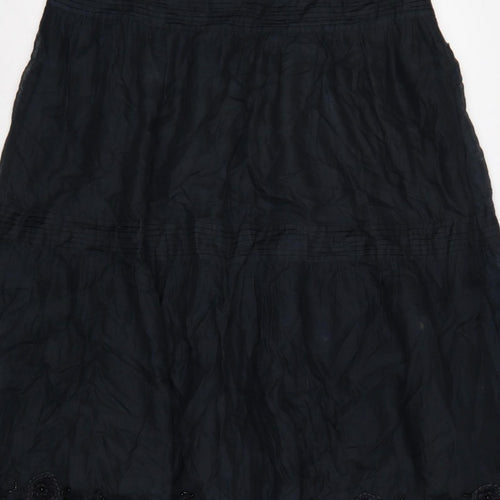 Whistles Women’s Black UK 12 A-Line Midi Cotton Beaded Lace Skirt