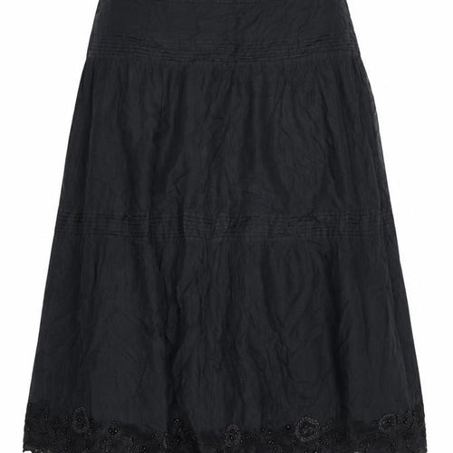 Whistles Women’s Black UK 12 A-Line Midi Cotton Beaded Lace Skirt