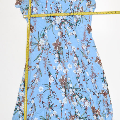 Jolie Moi Women Blue Floral Fit & Flare Midi Dress Size 16