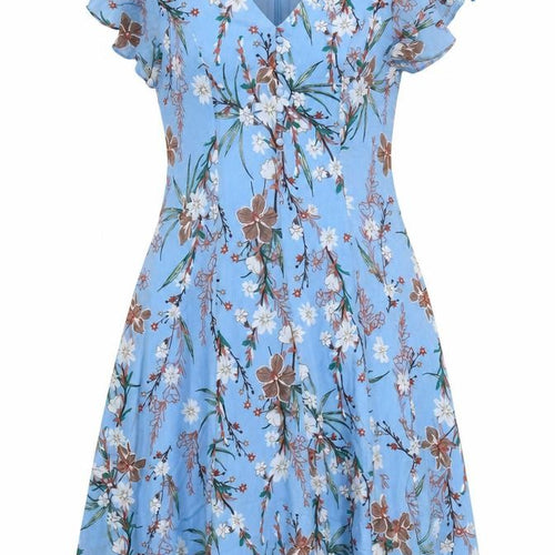 Jolie Moi Women Blue Floral Fit & Flare Midi Dress Size 16