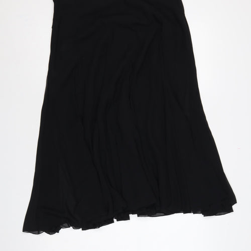 Coast Women Black Size 14 Flared Long Chiffon Lined Formal Skirt