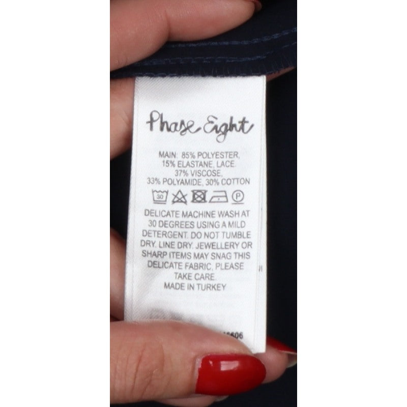 Phase Eight Women Blue UK 12 A-Line Lace Bell Sleeve Knee Dress