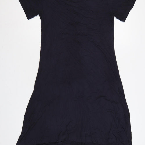 Toast Women Navy Blue UK 14 A-Line Long Bamboo Jersey Pocket Dress