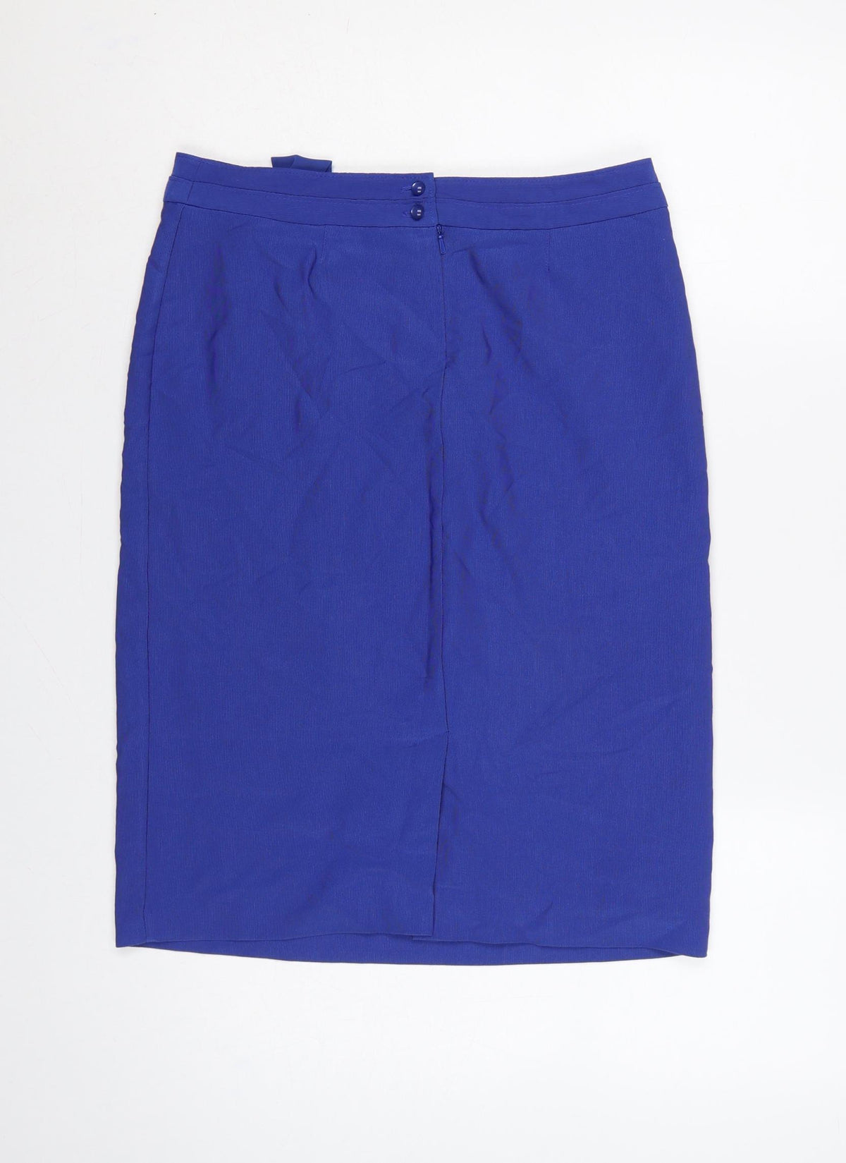 Marks & Spencer Per Una Women Blue UK 10 Pencil Knee Skirt Tie Belt