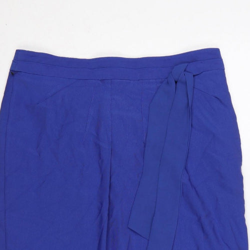 Marks & Spencer Per Una Women Blue UK 10 Pencil Knee Skirt Tie Belt
