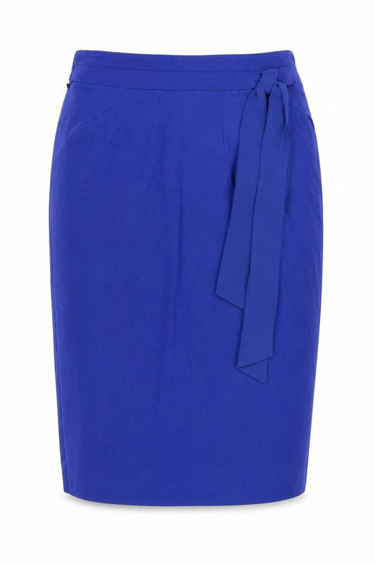 Marks & Spencer Per Una Women Blue UK 10 Pencil Knee Skirt Tie Belt