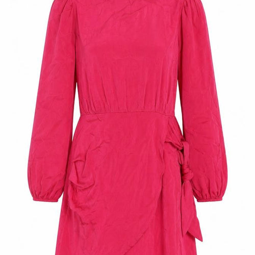 ONLY Women Pink M A-Line Short Dress Balloon Sleeves Tie Waist