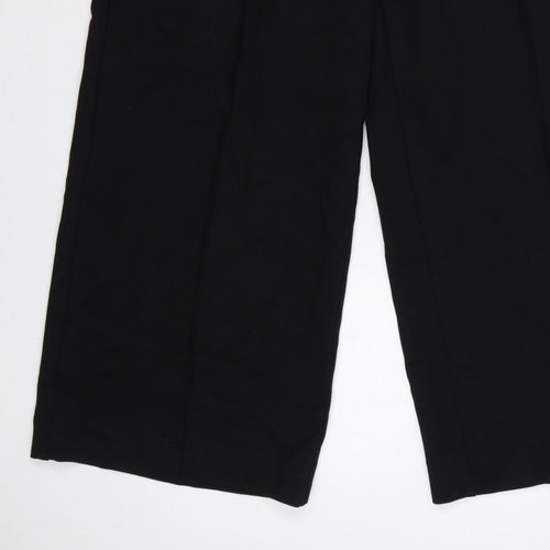 Next Women Black UK 16L Tall Wide-Leg Stretch Dress Trousers