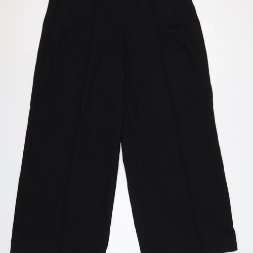 Next Women Black UK 16L Tall Wide-Leg Stretch Dress Trousers
