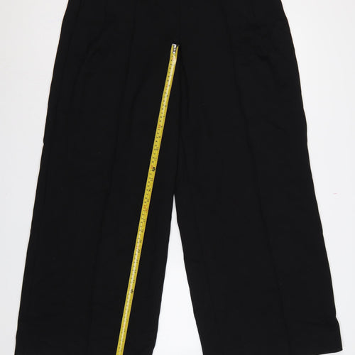 Next Women Black UK 16L Tall Wide-Leg Stretch Dress Trousers