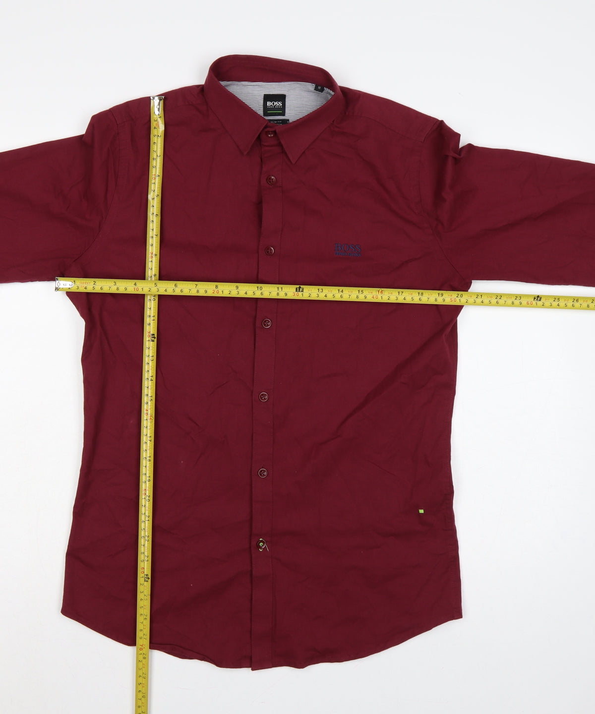 Hugo Boss Men’s Red M Slim Fit Stretch Cotton Button-Up Shirt