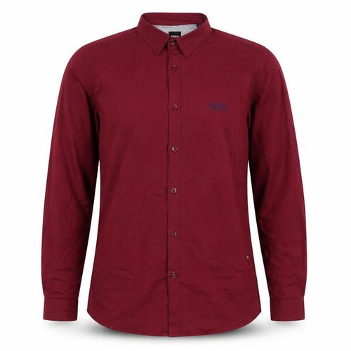 Hugo Boss Men’s Red M Slim Fit Stretch Cotton Button-Up Shirt
