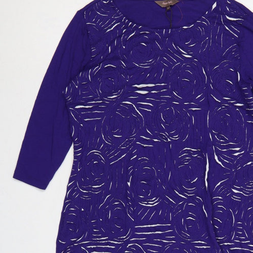 Phase Eight Women Purple UK 16 Knee Length Shift Floral 3/4 Sleeve Dress