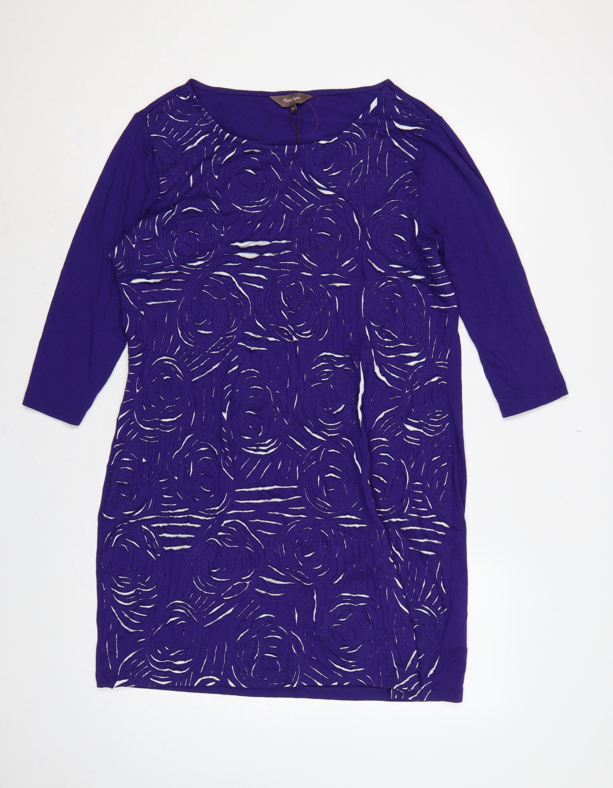 Phase Eight Women Purple UK 16 Knee Length Shift Floral 3/4 Sleeve Dress