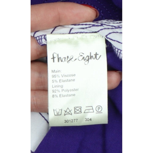 Phase Eight Women Purple UK 16 Knee Length Shift Floral 3/4 Sleeve Dress