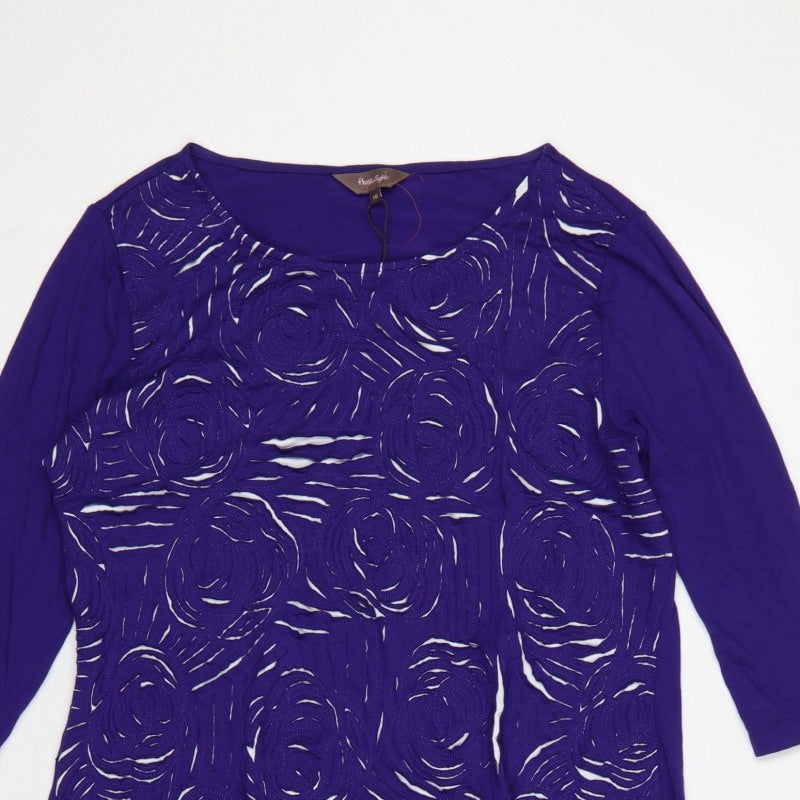 Phase Eight Women Purple UK 16 Knee Length Shift Floral 3/4 Sleeve Dress