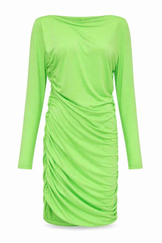 Weekday Women Green L Bodycon Midi Ruched Long Sleeve Lou Jersey Dress