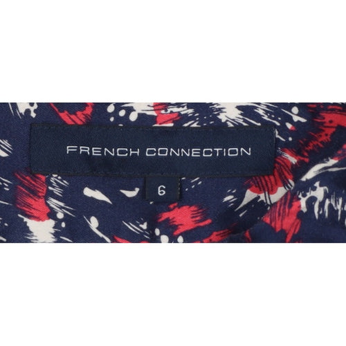 French Connection Women Blue Red UK 6 Floral Pencil Mini Skirt Zip