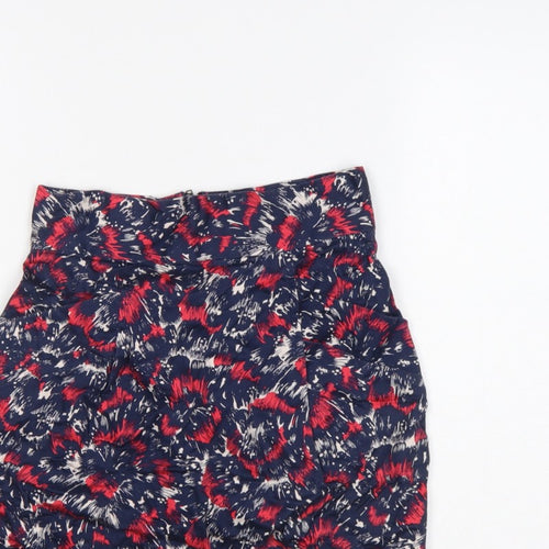 French Connection Women Blue Red UK 6 Floral Pencil Mini Skirt Zip