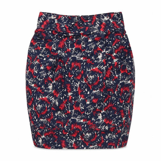 French Connection Women Blue Red UK 6 Floral Pencil Mini Skirt Zip