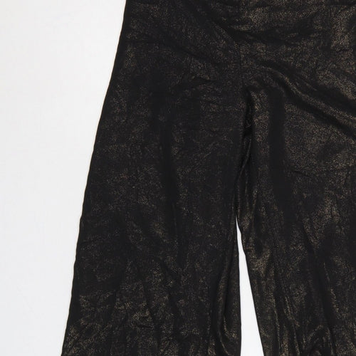 Next Women Black Gold Glitter Wide-Leg Trousers UK 12R Party