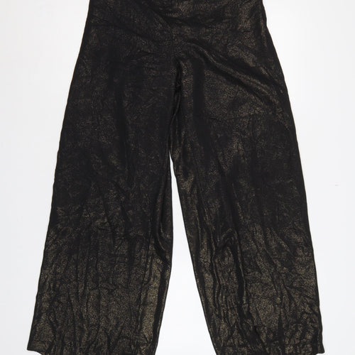Next Women Black Gold Glitter Wide-Leg Trousers UK 12R Party