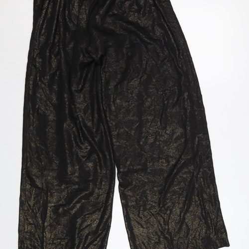 Next Women Black Gold Glitter Wide-Leg Trousers UK 12R Party