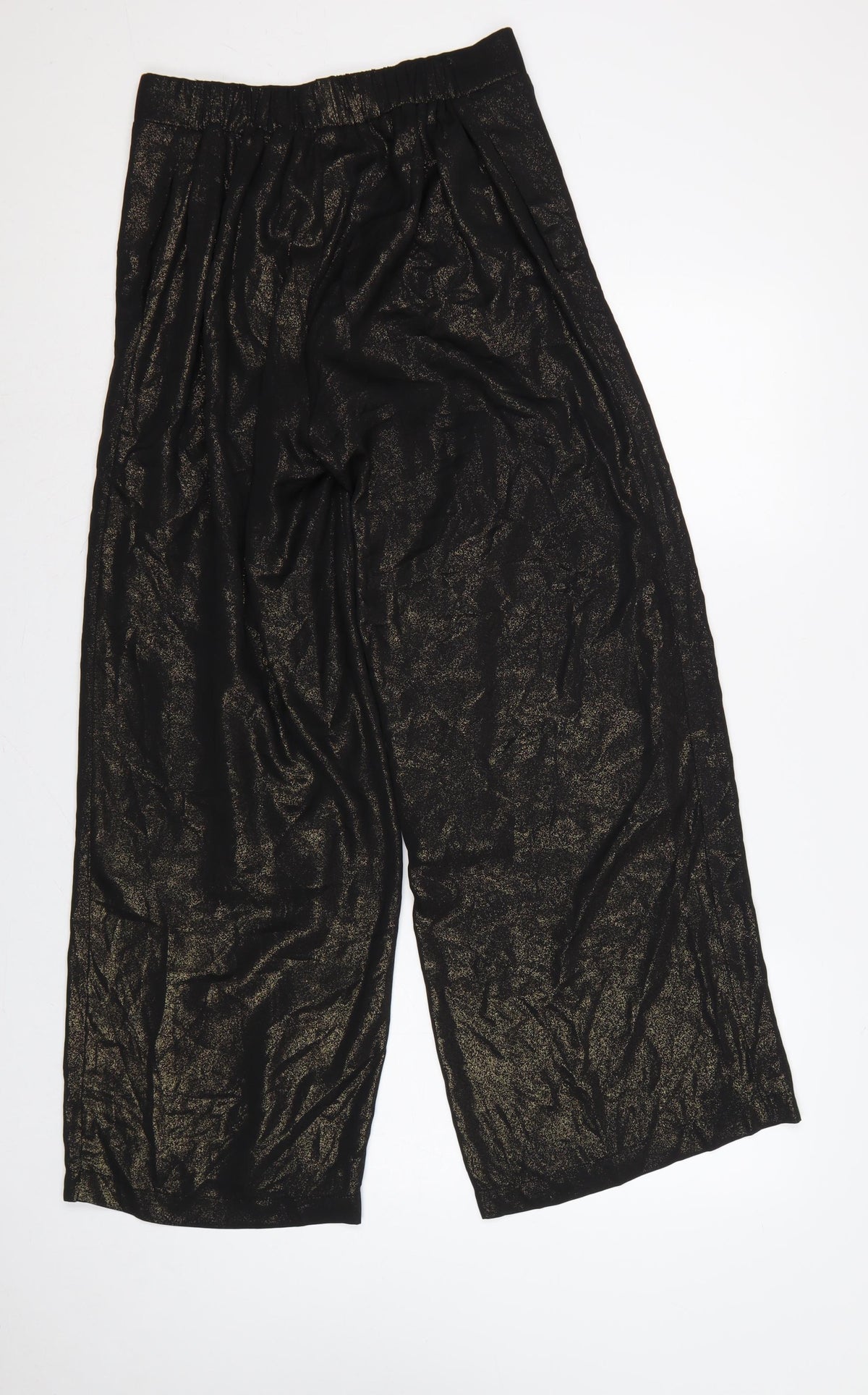 Next Women Black Gold Glitter Wide-Leg Trousers UK 12R Party