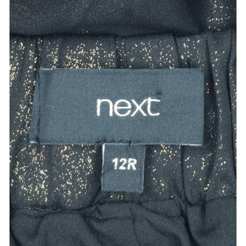 Next Women Black Gold Glitter Wide-Leg Trousers UK 12R Party