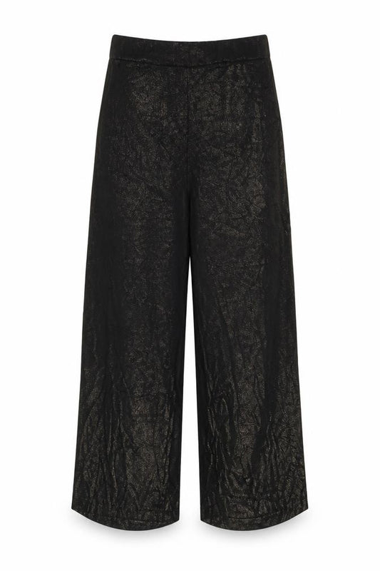 Next Women Black Gold Glitter Wide-Leg Trousers UK 12R Party