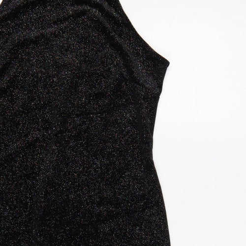 New Look Women Black UK 12 Bodycon Halter Glitter Party Dress