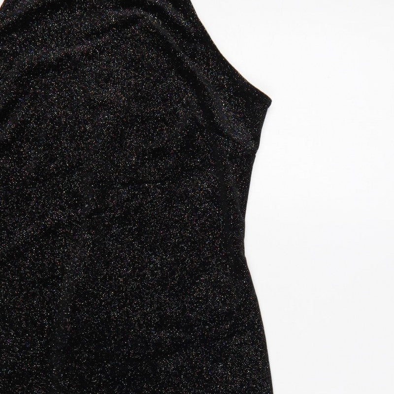 New Look Women Black UK 12 Bodycon Halter Glitter Party Dress