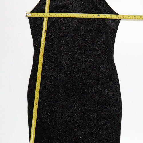 New Look Women Black UK 12 Bodycon Halter Glitter Party Dress